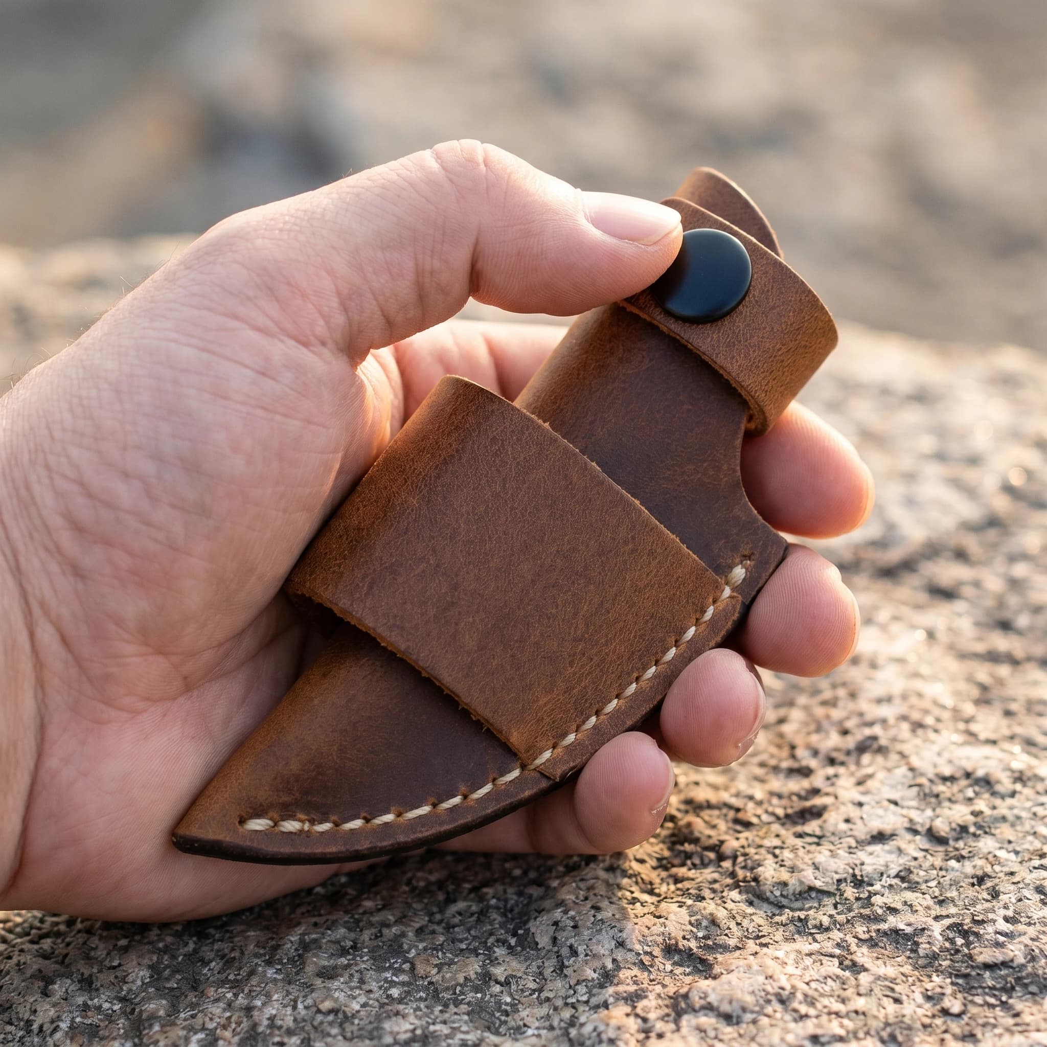 Small Straight Pocket-knife Leather Scabbard, Leather Hand-sewn Retro Leather Sheath, for 32mm Width Knife, Carry Belt Loop