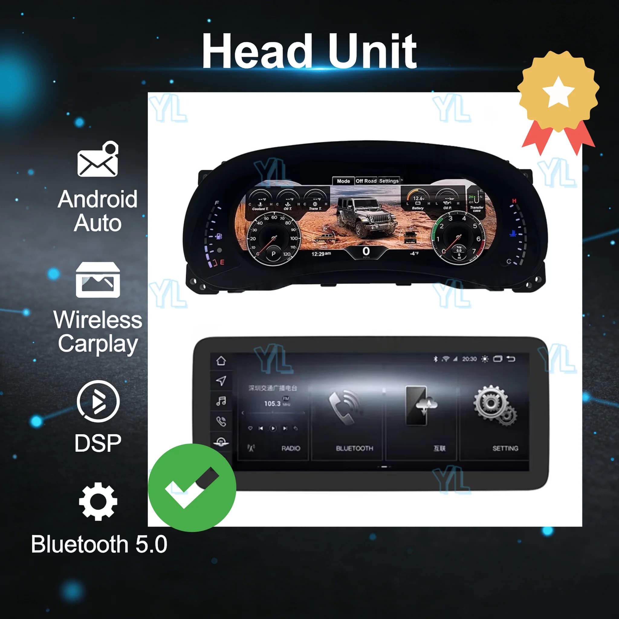 Autoradio Android 13 da 12,3 pollici per Jeep Wrangler 2011-2018, schermo LCD, lettore multimediale, stereo per auto, con Bluetooth 5.0.