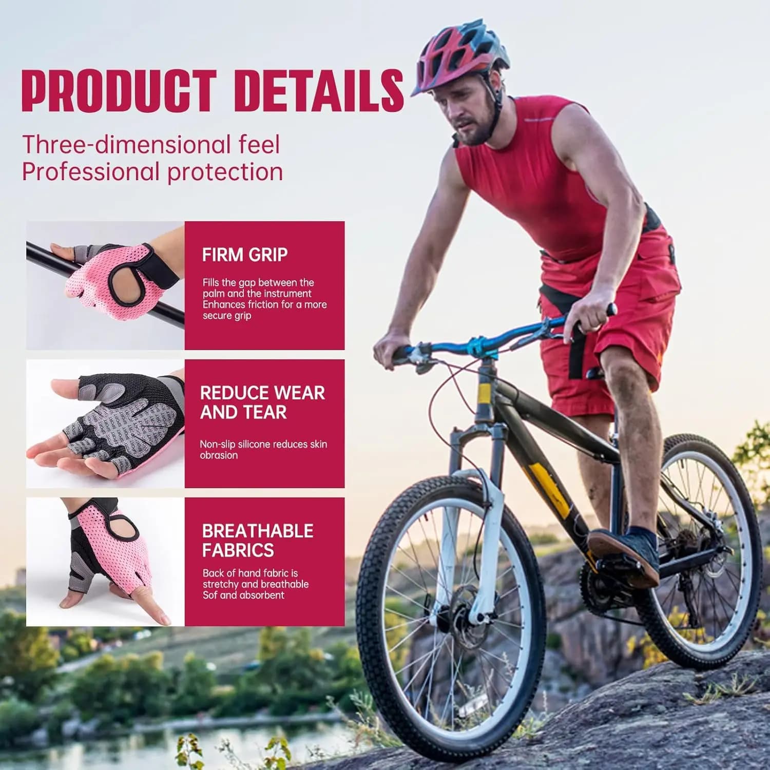 Gym/Workout Gloves for Weightlifting, Lightweight Breathable Fitness, Sports Gloves for Training Cycling Climbing Rowing