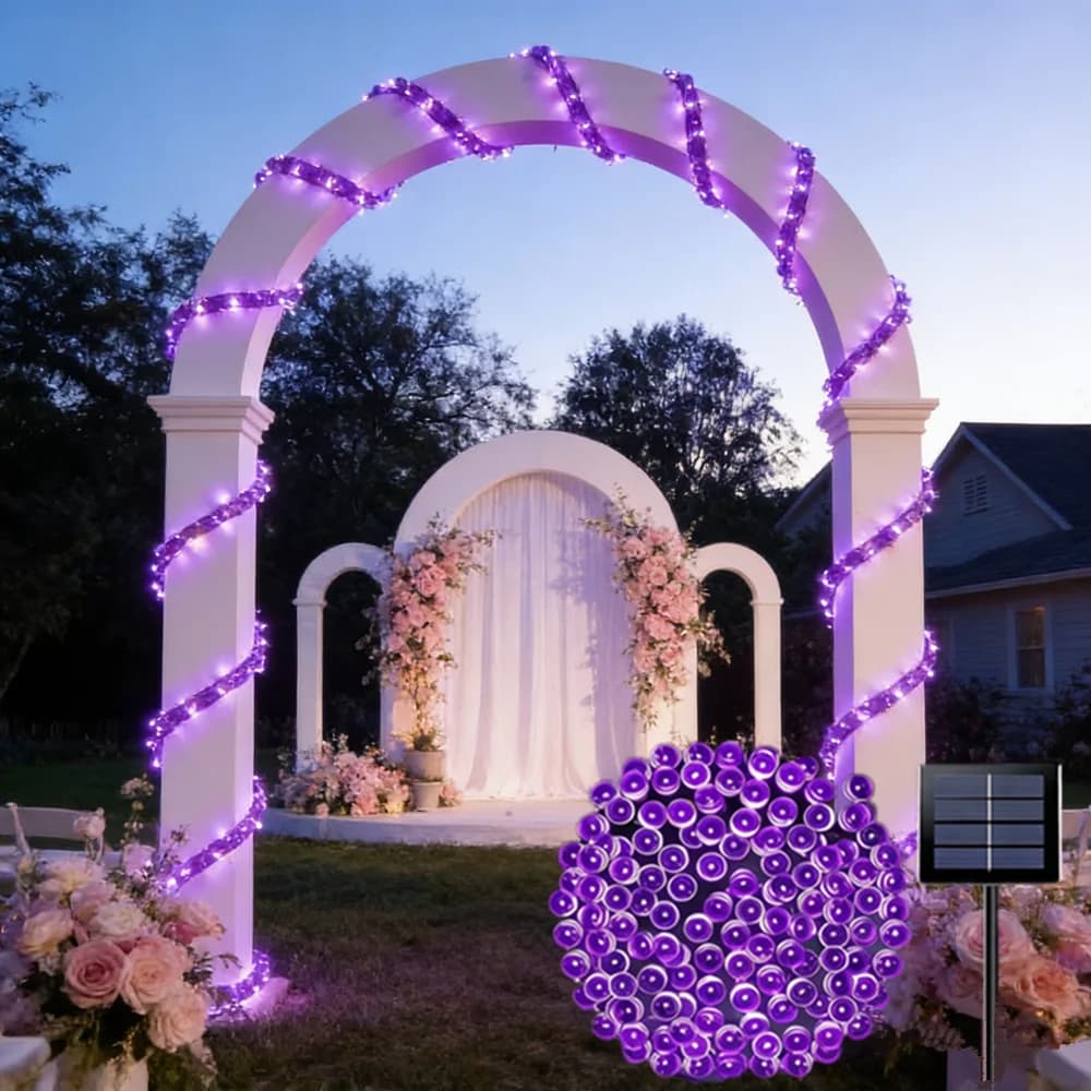 Luci Solari a LED per Esterni, Ghirlanda Luminosa per Feste, Matrimoni, Natale, Decorazione per Giardino, Cortile e Casa