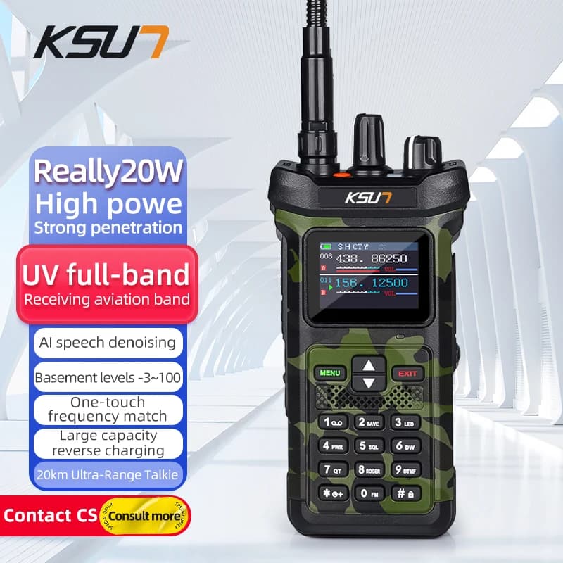 KSUT UV119D VHF UHF Dual Band Ham Radio Torcia Carica inversa Citofono 20W Walkie Talkie ad alta potenza per l'industria esterna