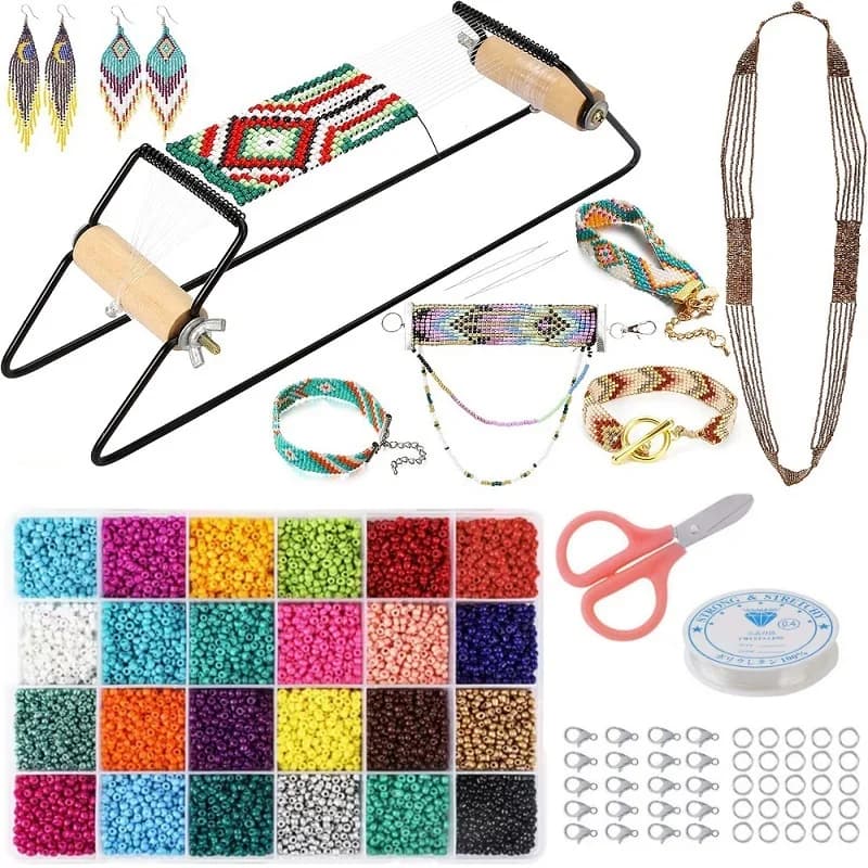 DIY Bead Loom Kit for Jewelry Bracelets Earrings Necklaces Making Handmade Beading Loom Kits Weaving Knitting Machine Craft Tool
