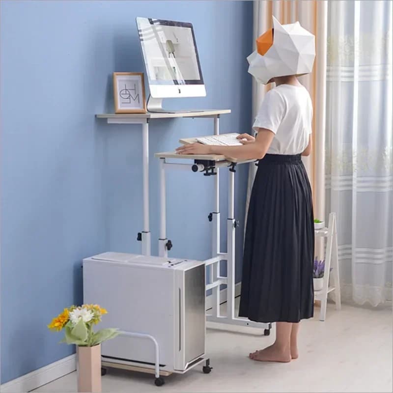 -TieHo Tavolo da lavoro in piedi Scrivania per computer sollevabile Scrivania mobile per PC portatile con tastiera e vassoio per mouse per lavoro in ufficio a casa