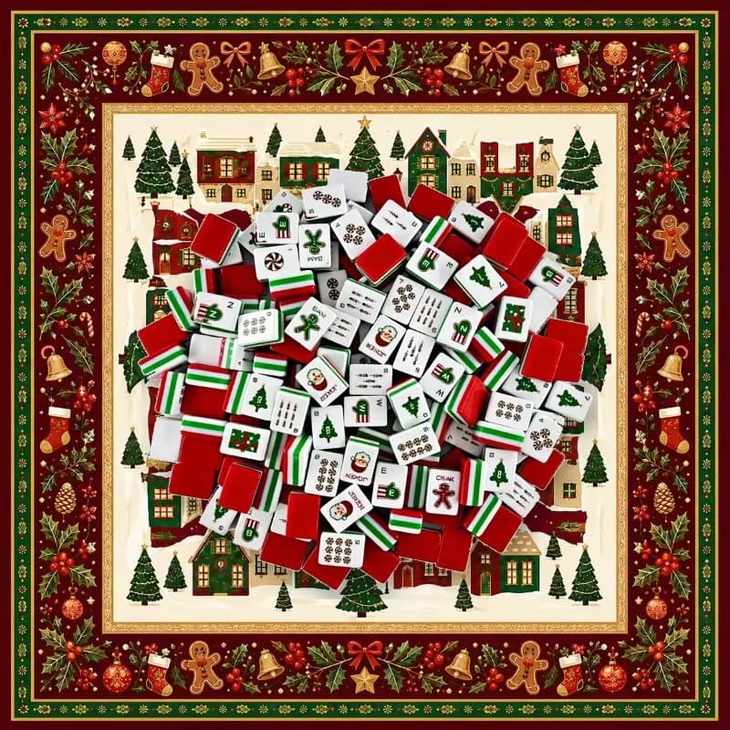 Bulk Mahjong Tiles Christmas Village 30x23x13mm Acrylic 160 Pieces Santa Christmas Tree Holiday Gift Set