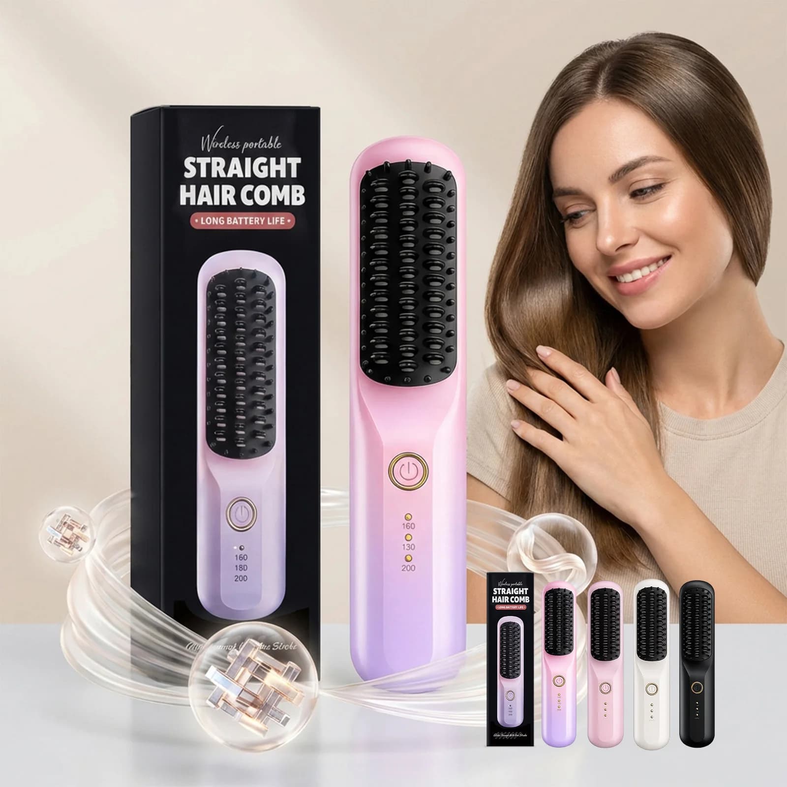 Wireless Straight Combs, Portable Tool for Styling Fast and Crespo Reduction, Mini Hair Straight Combs