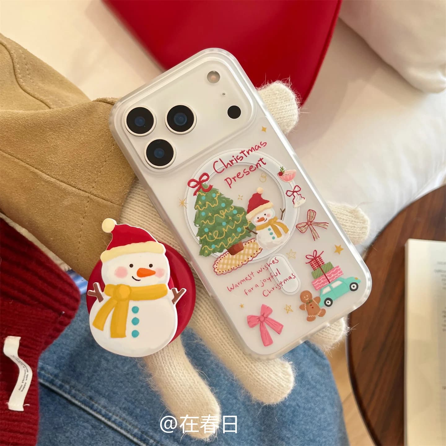 Simpatico pupazzo di neve di Natale Pan di zenzero per Magsafe Custodia per telefono con ricarica wireless per iPhone 11 12 13 14 15 16 17 Air Pro Max Plus Cover