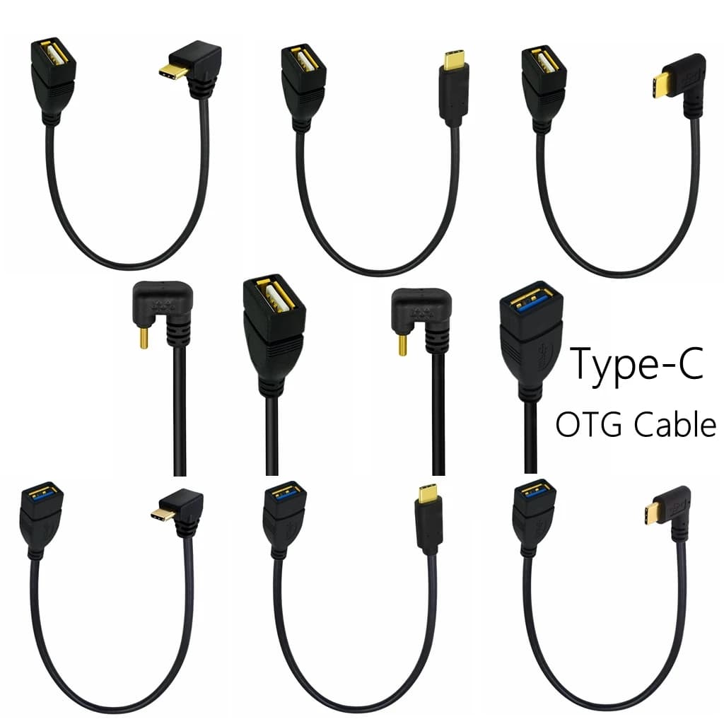 OTG USB 3.0 A female type C male type 90 degrees U-shaped for Xiaomi POCO F3 Redmi Oneplus Realme Data Cable Flash Drive