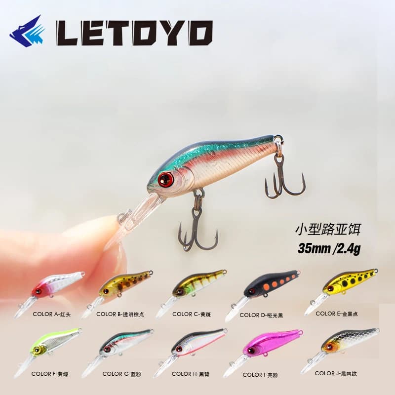 LETOYO 2.4g 35mm affondamento ciprinidi richiamo di pesca invernale per trota esca dura crankbait wobblers attrezzatura da pesca per basso pollone pesca