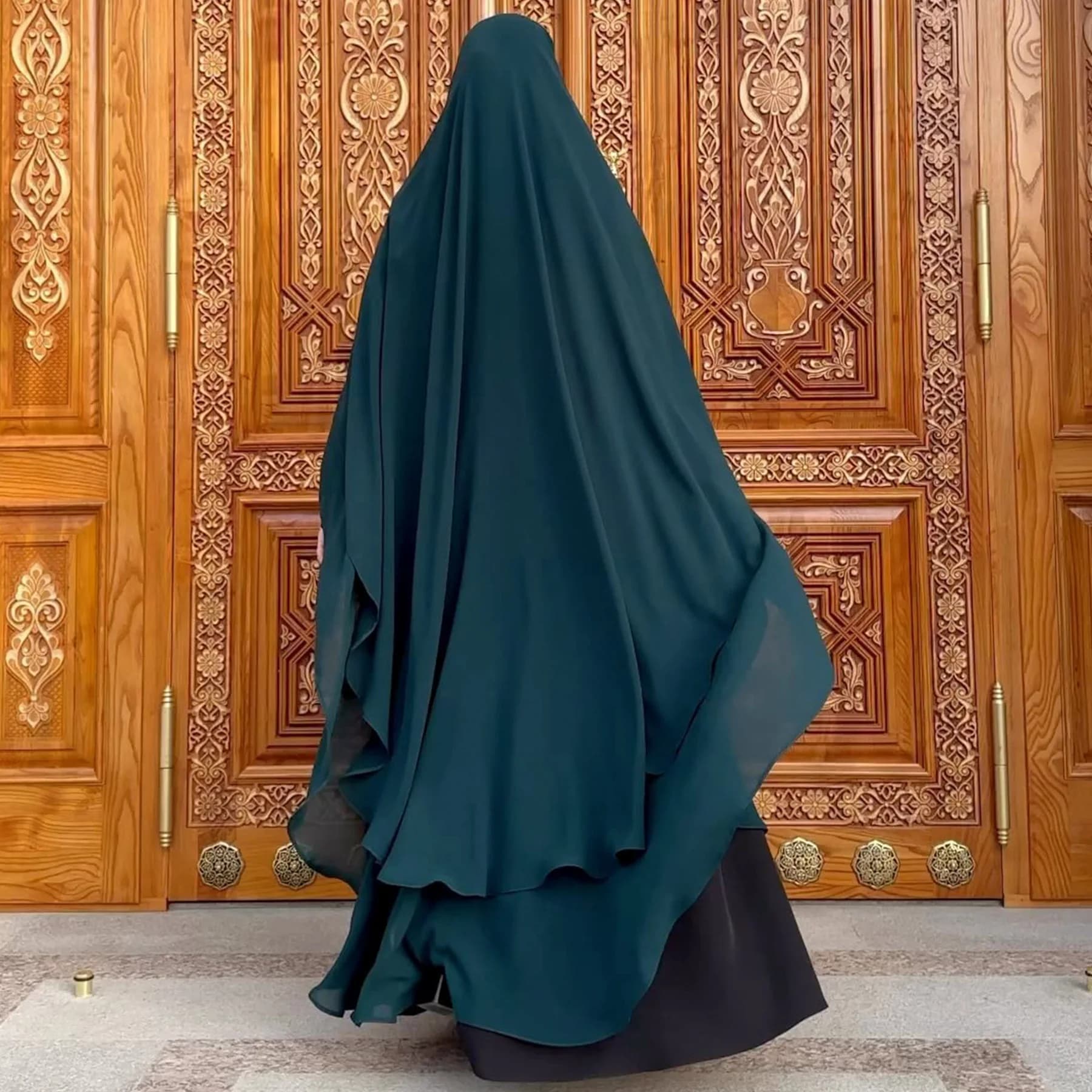 Sciarpa di preghiera semplice con cravatta Eid di grandi dimensioni, tulle chiffon lungo 2 strati