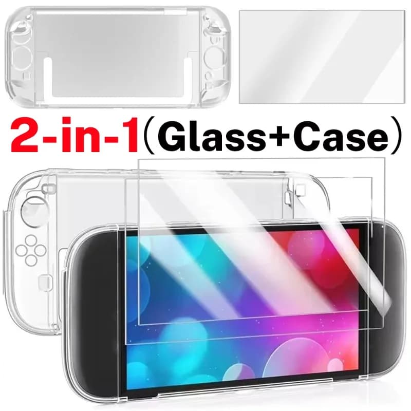 Custodia protettiva trasparente per Nintendo Switch 2 (2025) Guscio sottile trasparente con protezione schermo in vetro per accessori Switch 2