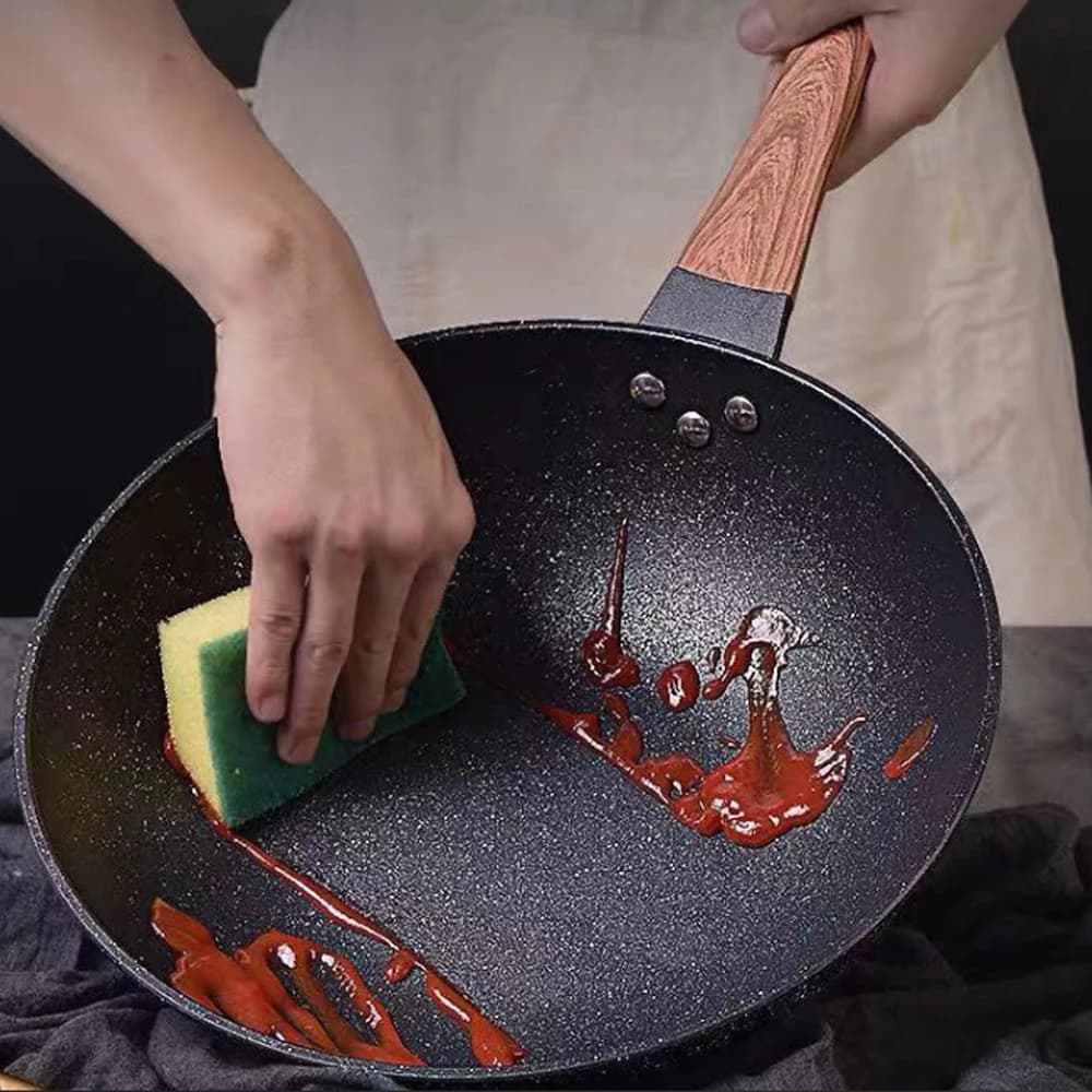 32 CENTIMETRI Antiaderente Wok Profonda Padella Fornello A Induzione Per Uso Domestico Gas Universale Padella Pentole Da Cucina Pentole Pentola Fritto