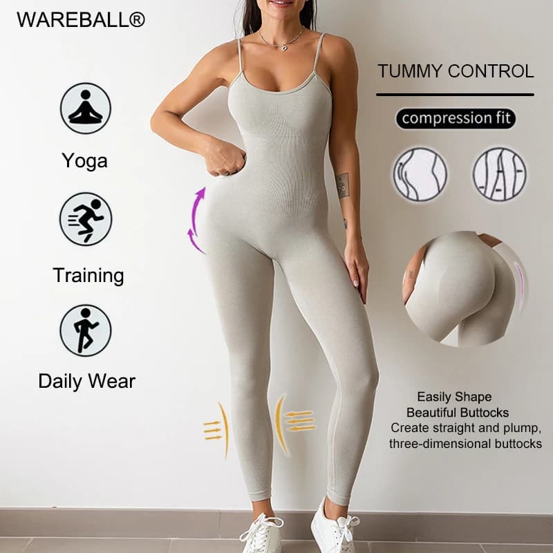 Sport Studio Tuta da donna aderente tinta unita aderente Tuta unitard sexy con cinghie Set da allenamento Abbigliamento sportivo da donna