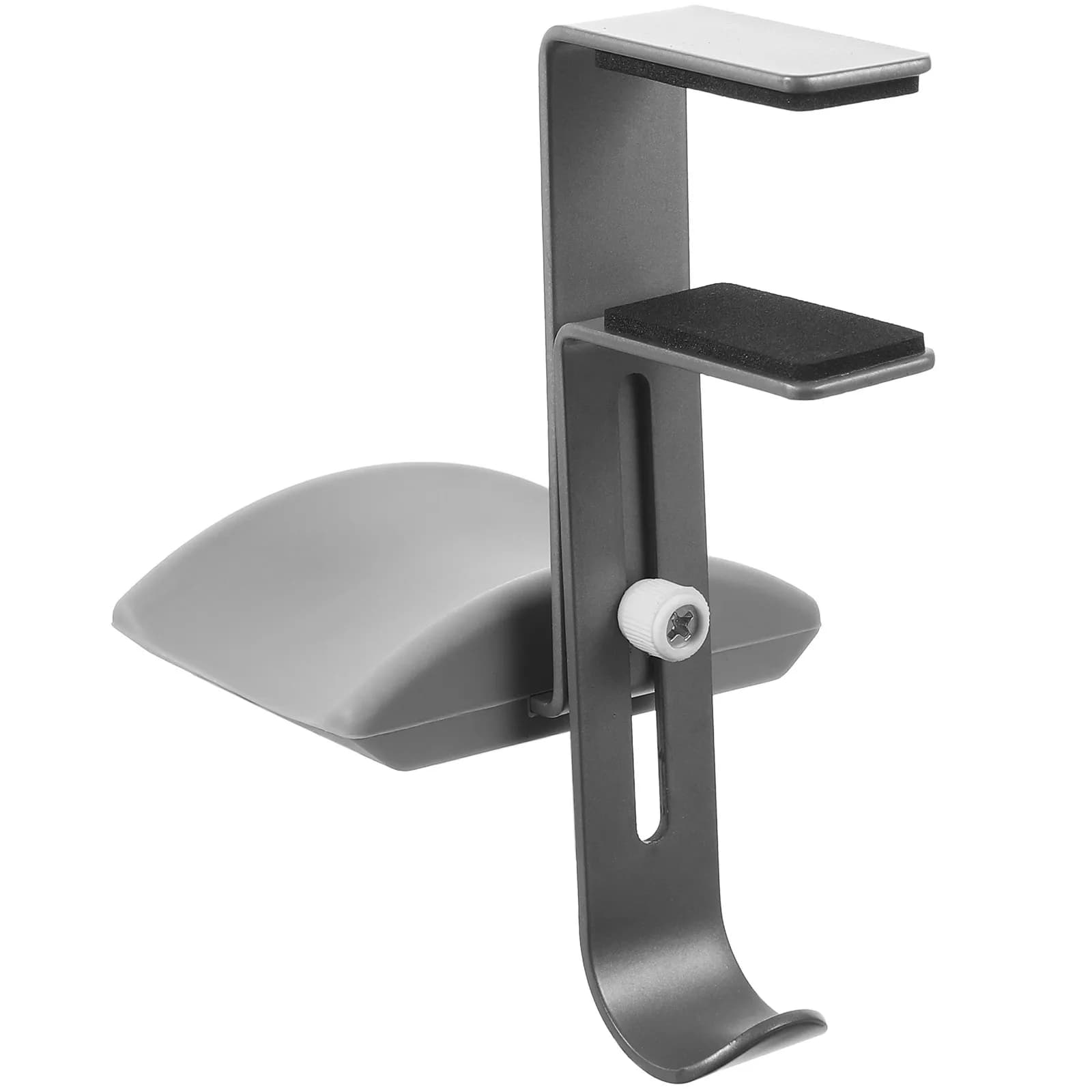 Support for adjustable aluminum alloy headphones to be placed under the desk, with silicone bearing, compatible with gaming monitor and Hi-Fi.