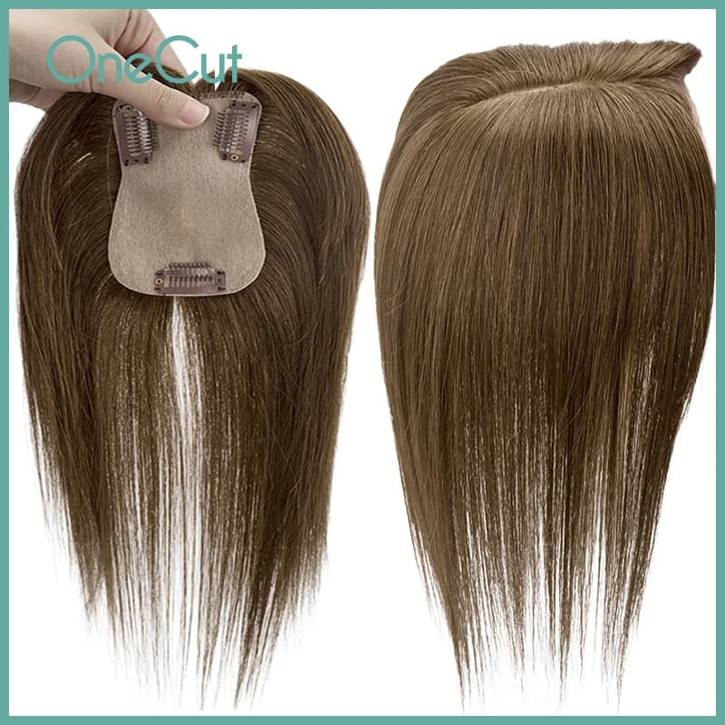 Women Toupee 7x11cm Swiss Lace 25cm Straight Silk Top Base Topper 3 Clips In Breathable Real Remy Human Hairpiece Blonde Color