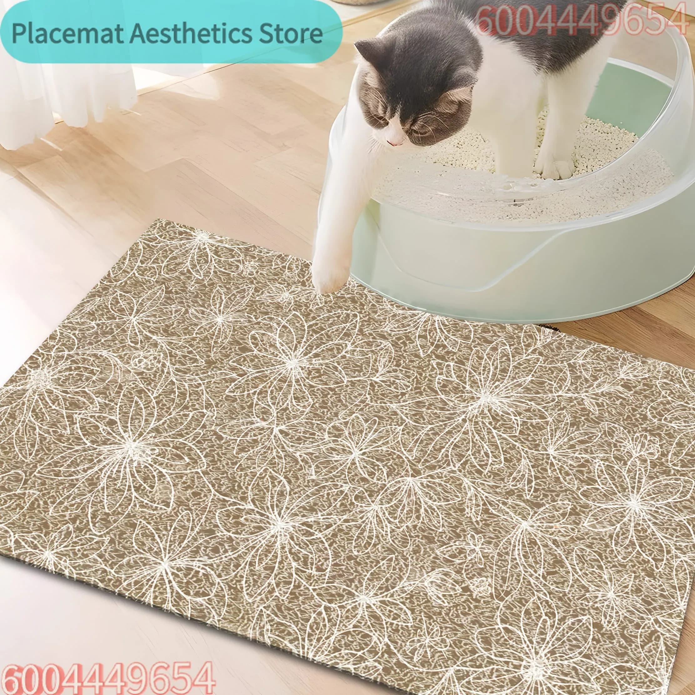 Tappetino Impermeabile per Lettiera Gatti - Tappetino Colorato Antiscivolo e Impermeabile per Lettiera e Pulizia in PVC Facile da Pulire
