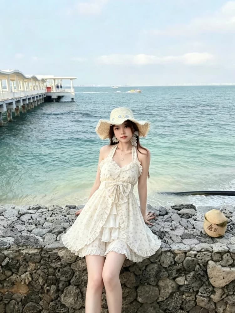 Y2K Preppy Casual Two Piece Suits For Ladies Vintage Japanese Lolita Outfits Ruffle Short Blouse And Mini Skirt Matching Sets