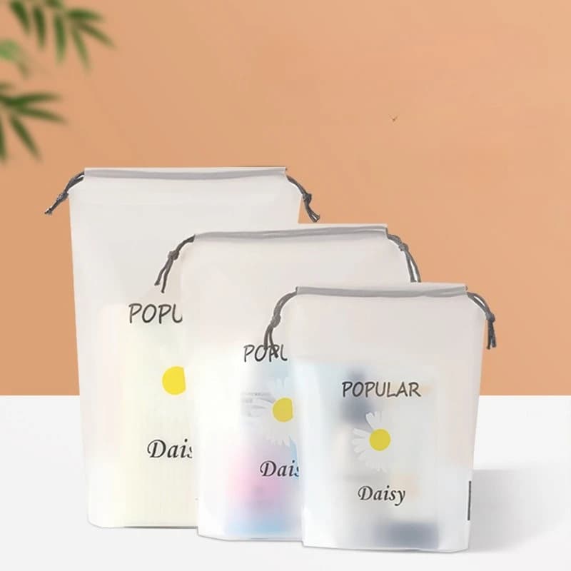 1 pz trasparente con coulisse calzino asciugamano pennello borsa portaoggetti articoli da toeletta da viaggio borsa per cosmetici vestiti biancheria intima scarpe organizer custodia