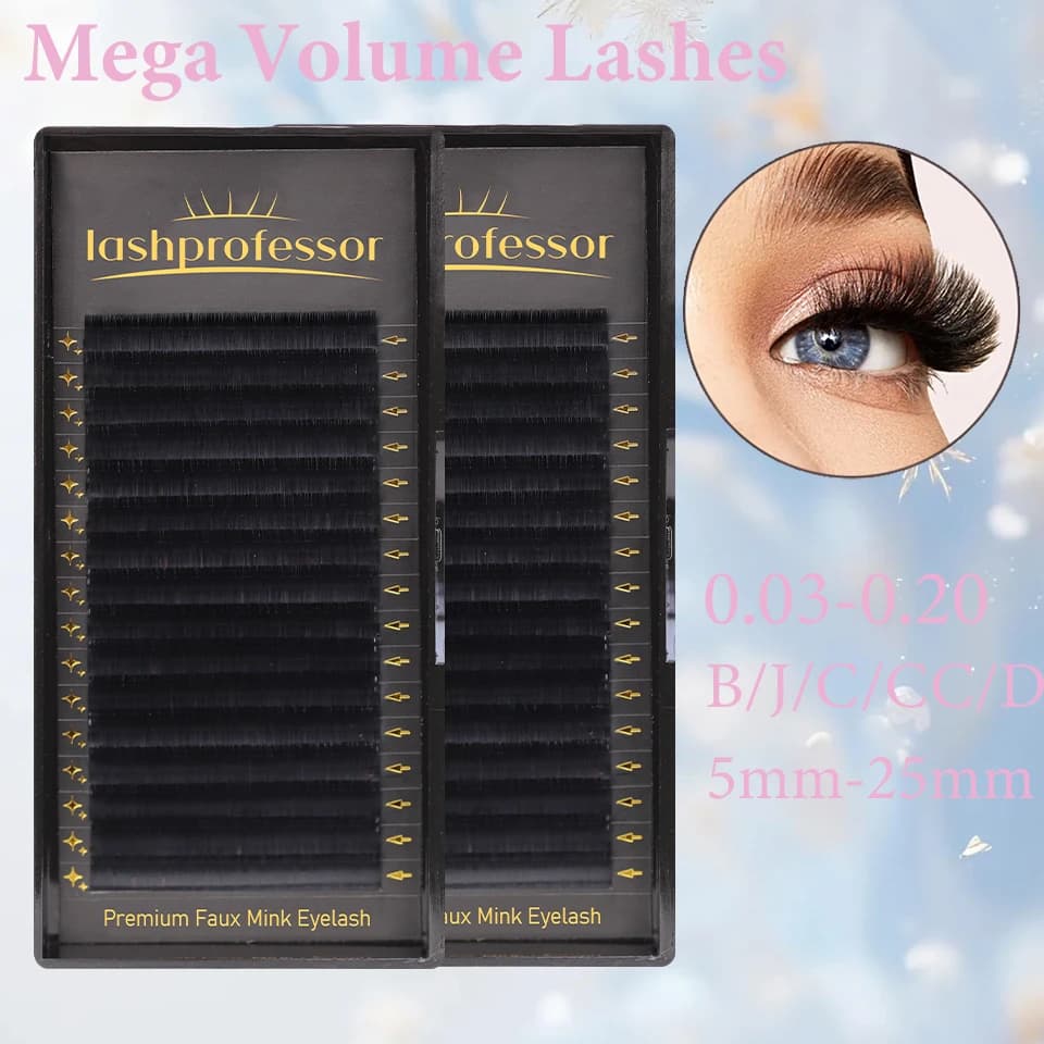 Lashprofessor Faux Mink Black Individual Eyelashes Extensions 5-20mm Korea PBT Cashmere Eyelashes Russian Volume Lashes Cils