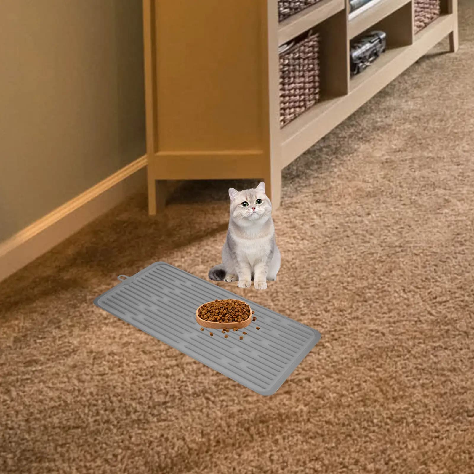Tappetino per Alimentazione Animali Domestici in Silicone Impermeabile Antiscivolo, Sottobicchiere per Ciotole di Cani e Gatti, Tappetino per Cibo e Acqua per Cuccioli, Antispruzzo per Interni