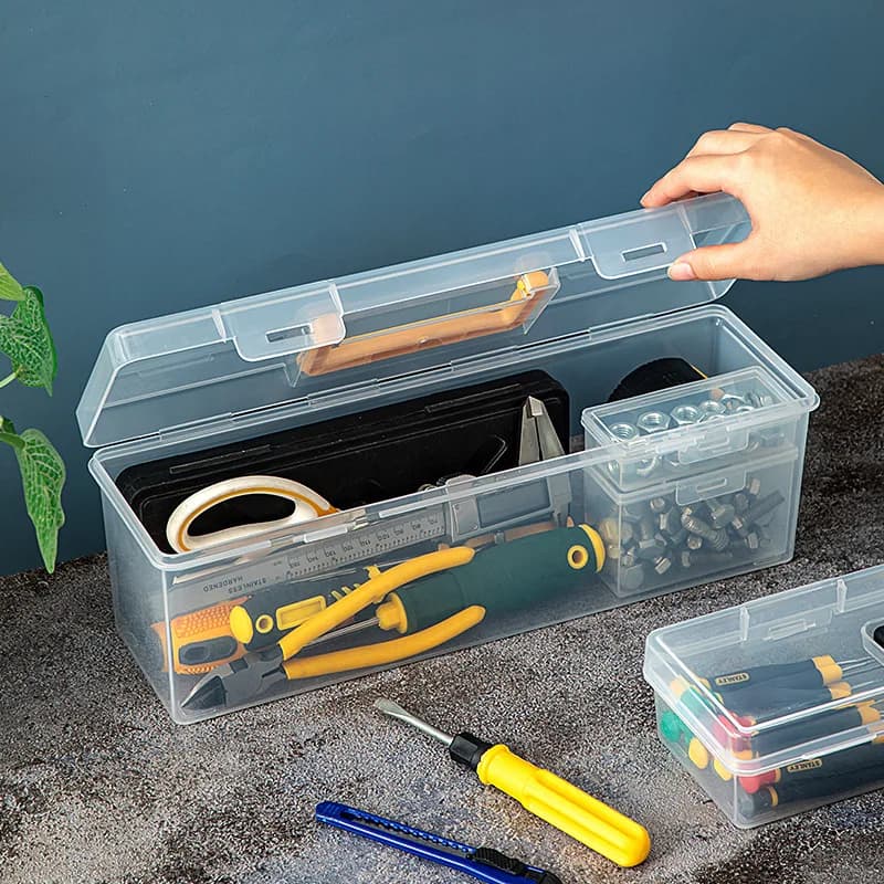 Transparent Plastic Long Bearing Box Hook Holder Box Fishing Cane Accessory Box with bait Fishing Tool Box with Foam Board