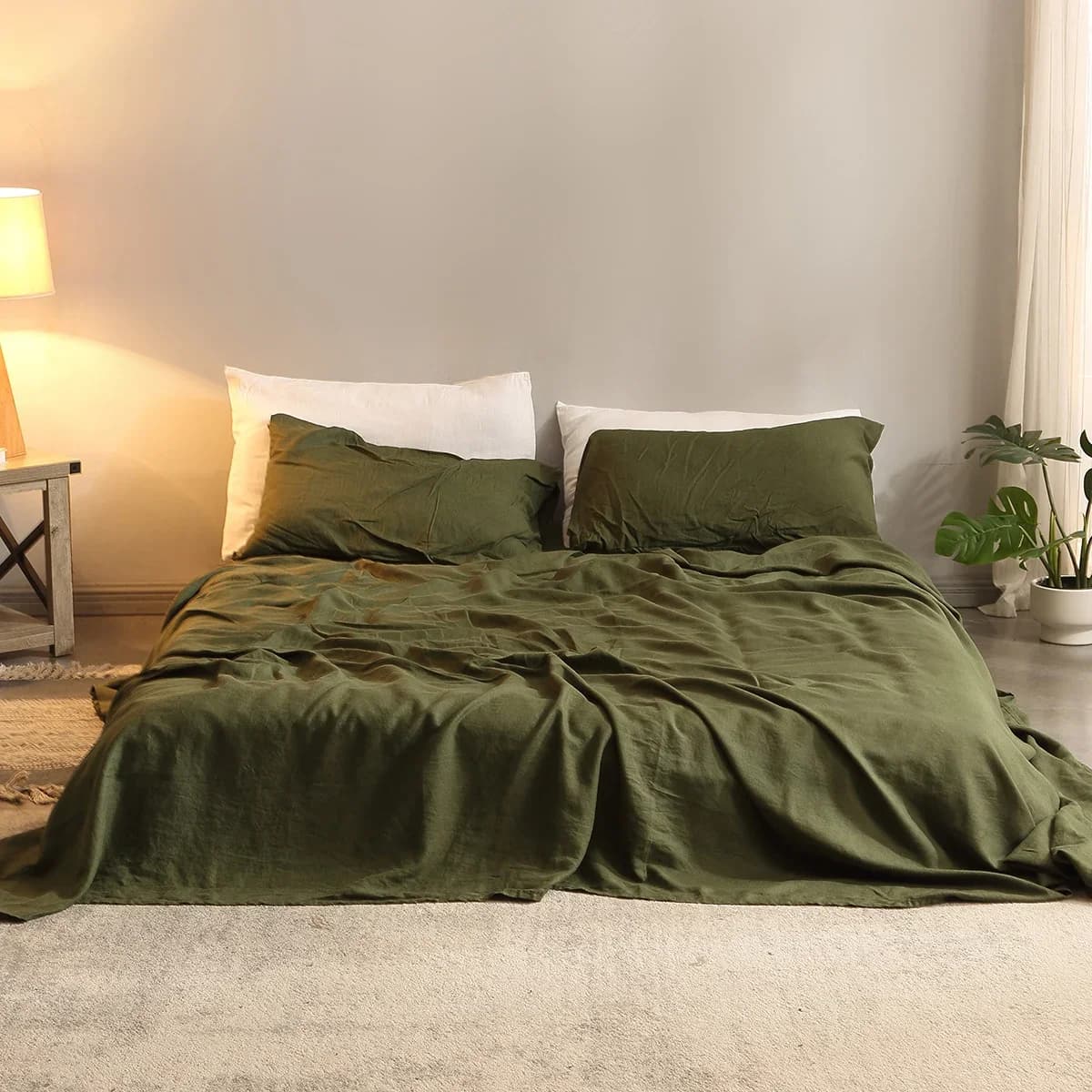 Bed linen set 4 pieces linen in pure linen 100% 1 flat sheet 1 sheet with corners deep pocket 2 pillow linen linen Set bed linen