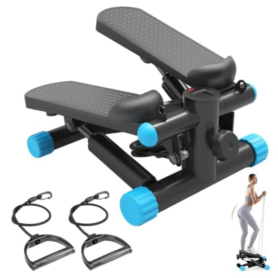 Mini Stepper Sweetcrispy con Bande di Resistenza per Esercizi a Casa, Macchina Stepper Portatile per Allenamento Completo del Corpo