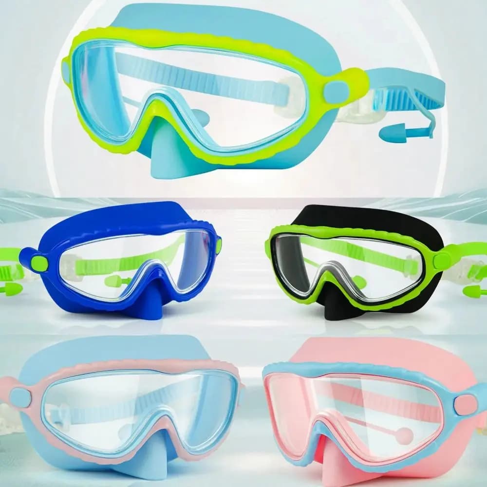 Large Frame Swimming Goggles Waterproof with Glasses Case Diving Eyewear Ultralight Elastic Water Racing Glasses Pool