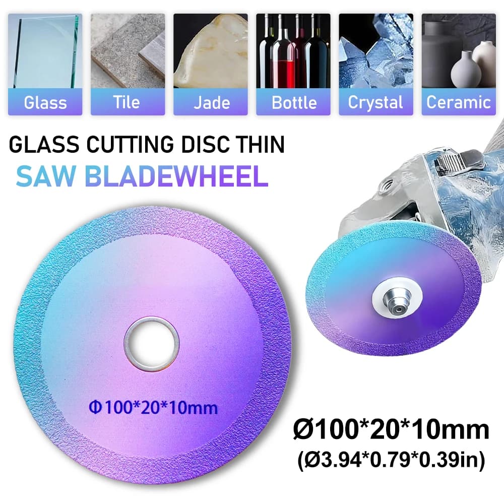 Disco diamantato da 100 mm per taglio vetro, marmo, piastrelle in ceramica, giada, cristallo - Lama per smerigliatura e taglio vetro