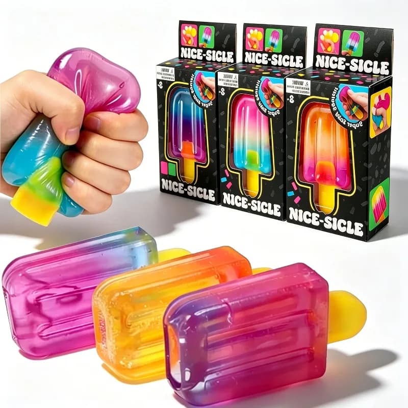 1pc Transparent Gradient Popsicle Squishy Stress Relief Squeeze Fidget Toy Anti Anxiety Sensory Toy Kids Birthday Gift.