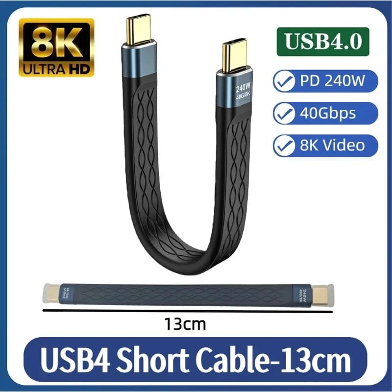 USB 4 Data Cable 40Gbps USB C to Type C Short Cable 40gbps PD240W 8K 60Hz for Thunderbolt 3/4 iPhone15 Huawei Xiaomi Power Bank