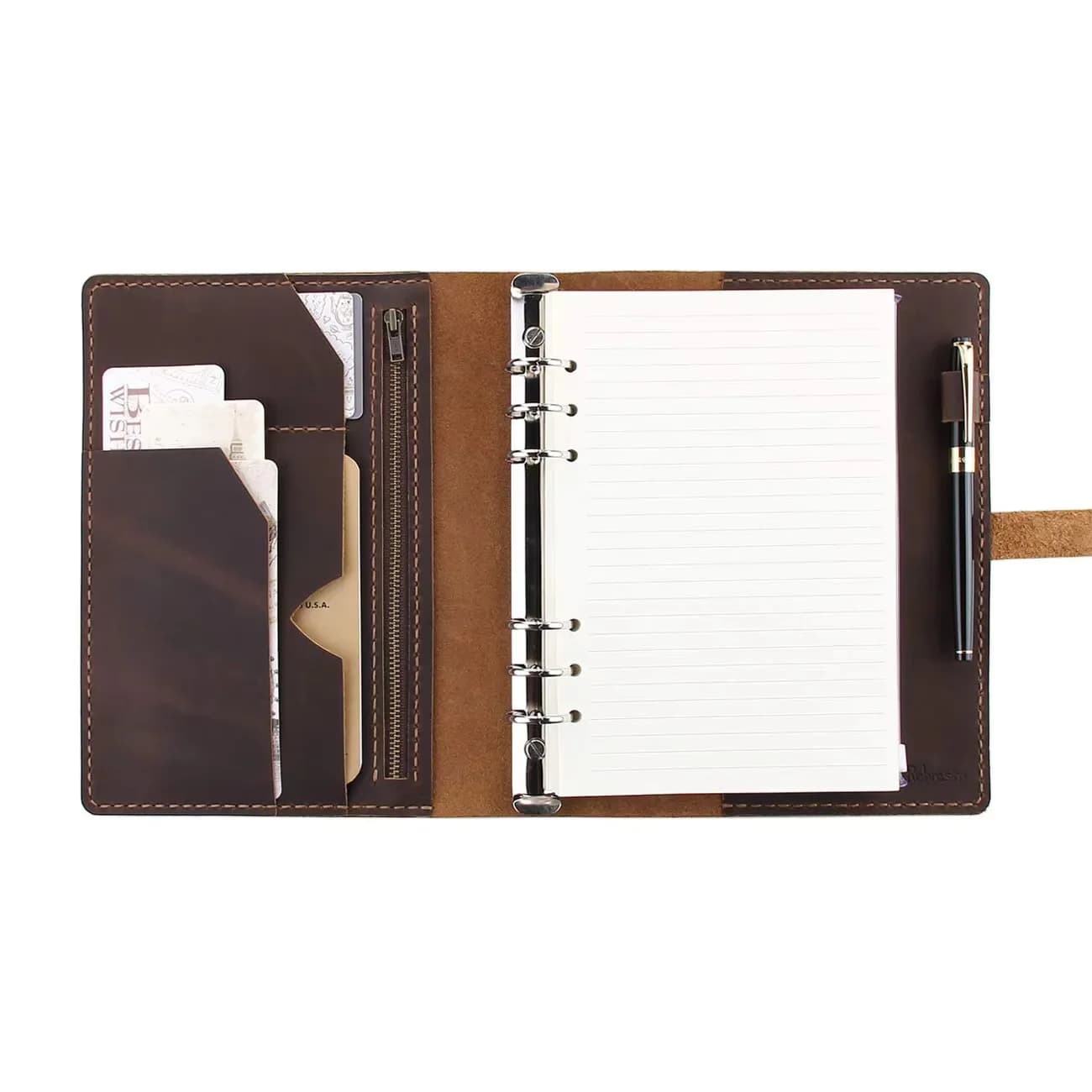 New Genuine Leather Journal Writing Notebook, A5 Ring Binder Refillable Diary Notepads, Vintage Handmade Travel Organizer