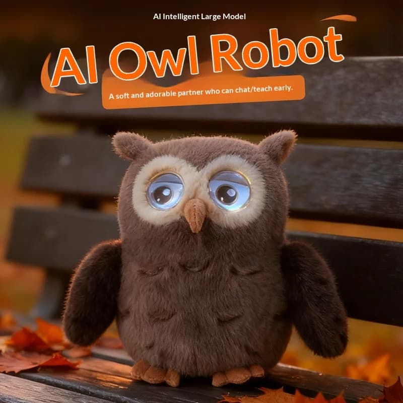 Bambola interattiva AI intelligente transfrontaliera con conversazione vocale, a forma di gufo, con occhi doppi, rilevamento delle emozioni, Bluetooth e Wi-Fi