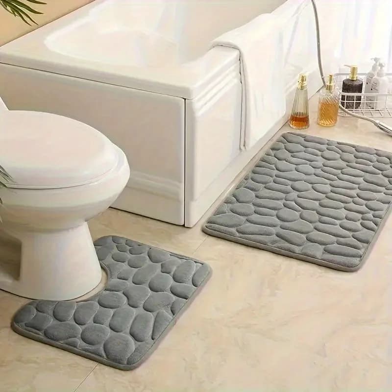 Tappetino da Bagno in Pile Corallo Morbido Antiscivolo con Goffratura a Ciottoli, Asciugatura Rapida e Assorbente, Essenziale per Doccia e Bagno