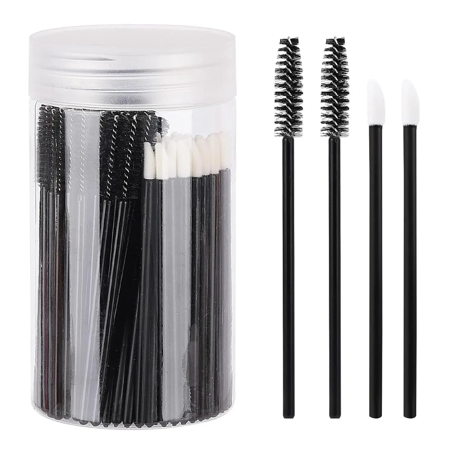 100 pieces Spoolies Bacchette for mascara and lip brushes Bacchette, disposable eyelash brushes Lipstick tester Tool applicator for make-up (Black)