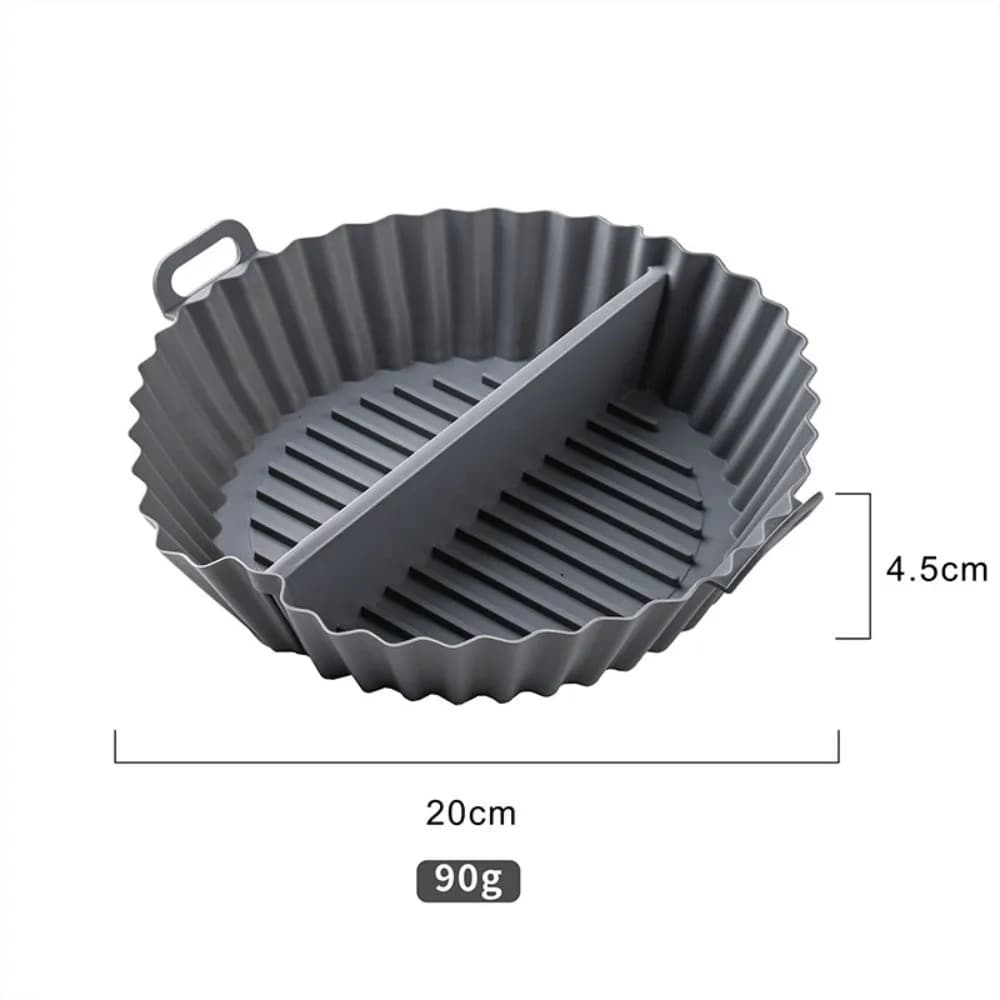 Tappetino in Silicone per Friggitrice ad Aria, Rotondo, Antiaderente, con Manico, Stampo da Forno Diviso, Accessori per Friggitrice ad Aria e Forno