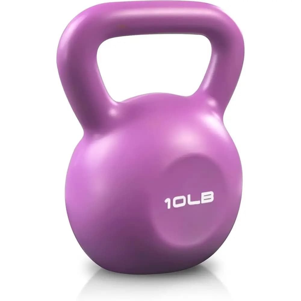 Kettlebell 10 pounds for Women: Vinyl Coating, Larga Handle and Comfortable, Home Gym Weights