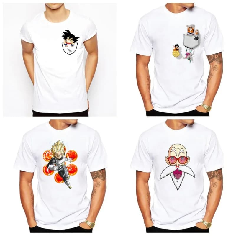 Dragon Ball Son Goku T-shirt Anime Summer Men's Short Sleeve Top Retro Oversize Printed Cartoon Casual Street Fat Top