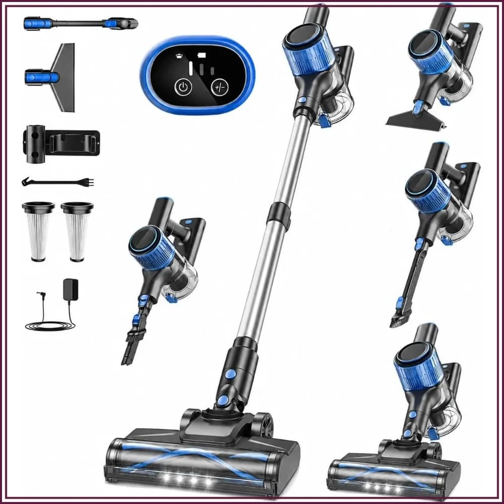 8-in-1 Cordless Vacuum Cleaner, Powerful Suction, 45Mins Runtime, LED Display, 3 Modes for Hard Floor & Carpet