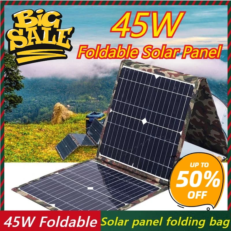 Caricatore portatile del pannello solare del polisilicio di 45W Pannello solare pieghevole USB 5V DC per la banca di potere di carica del telefono per il campeggio escursionistico