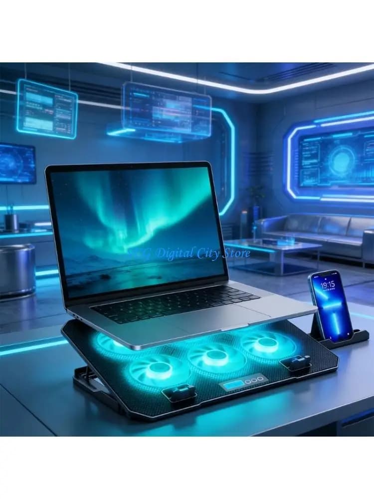 U75B Tappetino raffreddamento per laptop 6 Ventole silenziose per giochi per laptop Tappetino raffreddamento per ventole 5
