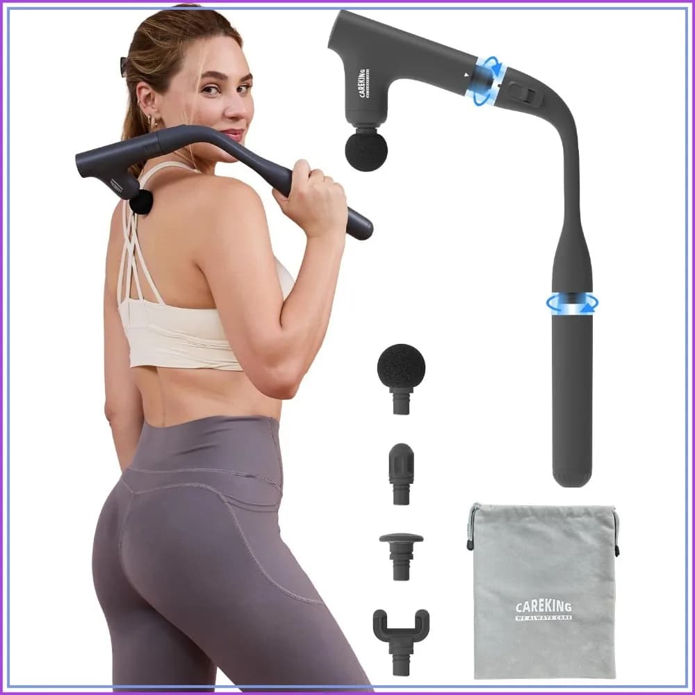 3-in-1 Detachable Massage Gun Deep Tissue, Ergonomic Extension Handle for Back, Portable Percussion Massager for Shoulder, Thigh, Waist & Neck, FSA-HSA Eligible