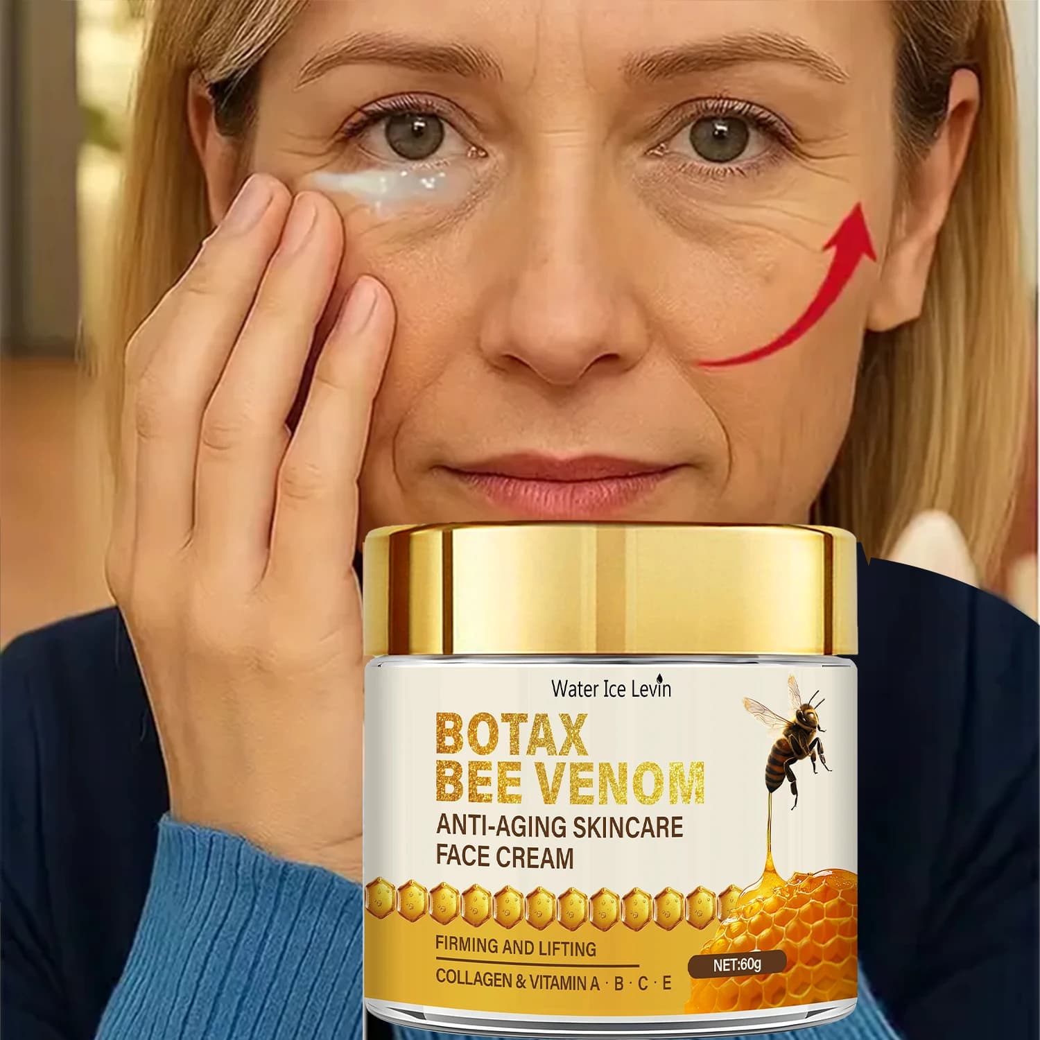 Face cream to bee venom with collagen and infusion of vitamins - hydration firming and lifting, rapid absorption, winter renewal