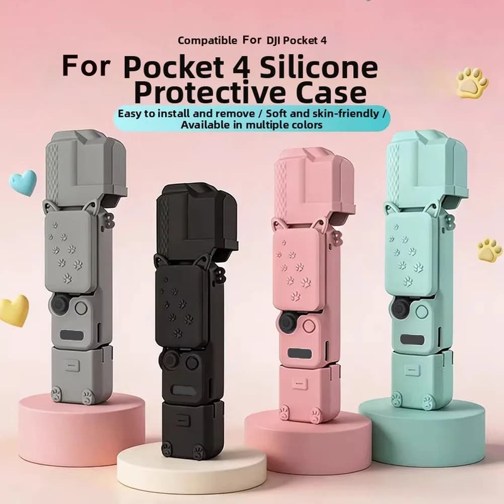 Custodia in silicone per DJI Osmo Pocket 4, elegante, tinta unita, antigraffio, protezione completa, morbida, accessori per action camera