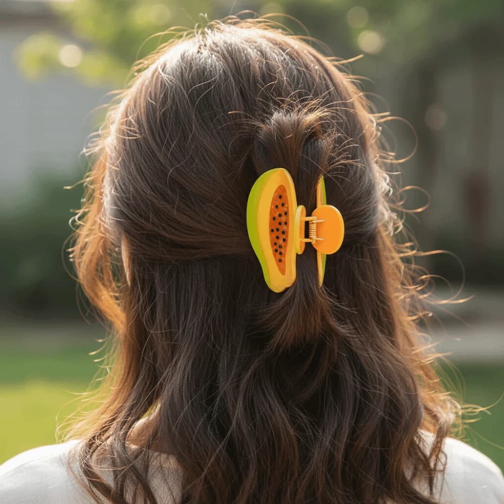 Cute Non Slip Fruit Hair Claw Grape Secure Hold Acetate Hair Clips Kiwi Playful Shark Hair Grip Party