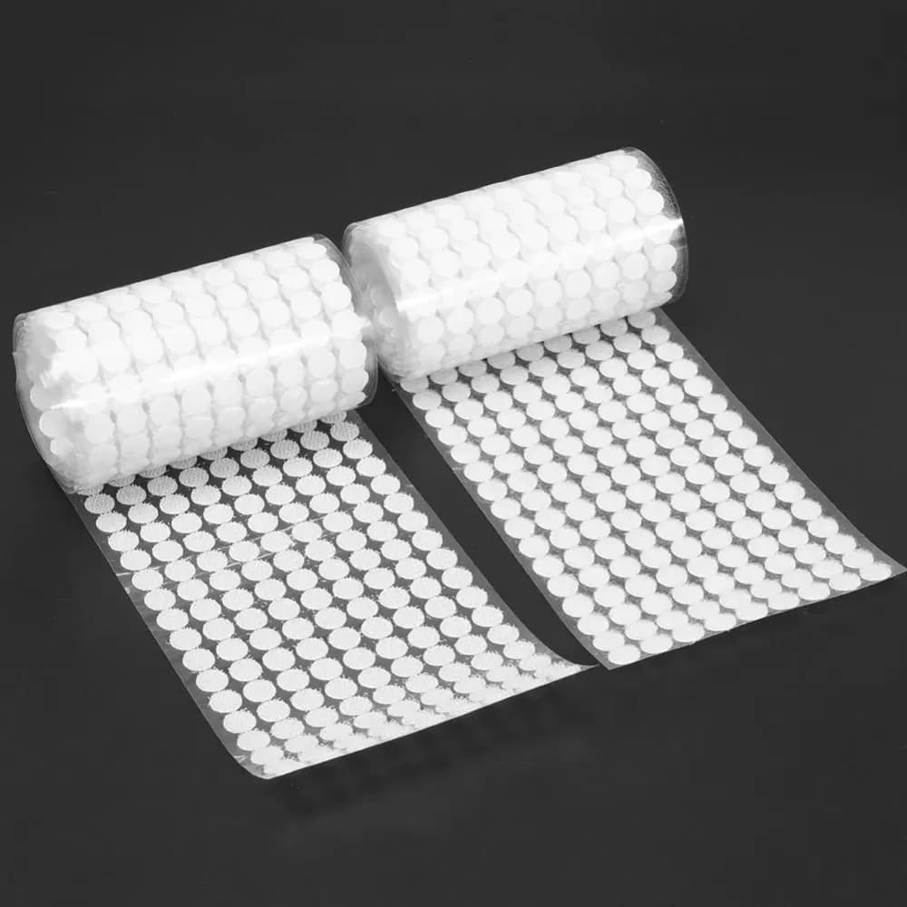 1000 paia 10/15mm Punto Bianco Adesivo Autoadesivo di Fissaggio Gancio e Anello Nastro di Nylon Forte Colla Velcroing Adhesivo Muy Fuerte