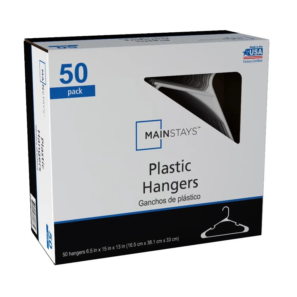Lightweight Durable Plastic Clothes Hangers White 50 Pack Bulk Wardrobe Closet Organizer Storage for Pants Shirts Blouses