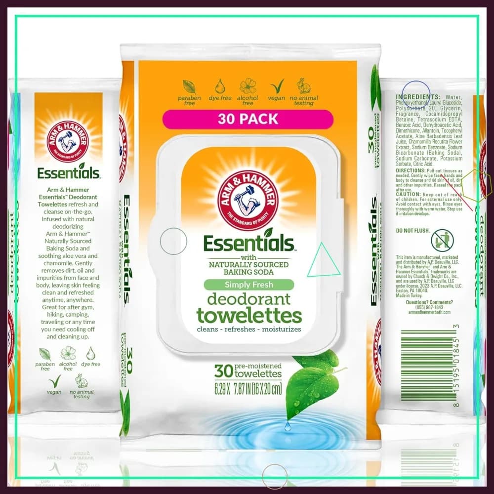 Salviette per Viso e Corpo per Adulti - Salviette Deodoranti 30 Pezzi - Salviette per Doccia da Viaggio, Campeggio, Palestra - Senza Alcool