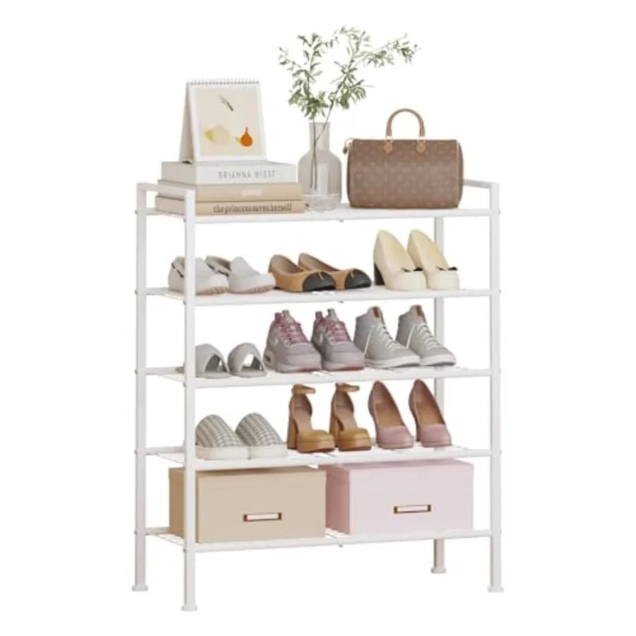 Scarpiera in Metallo, Organizzatore per Scarpe, Scaffale per Armadio, Ingresso, Garage, Spazi Stretti