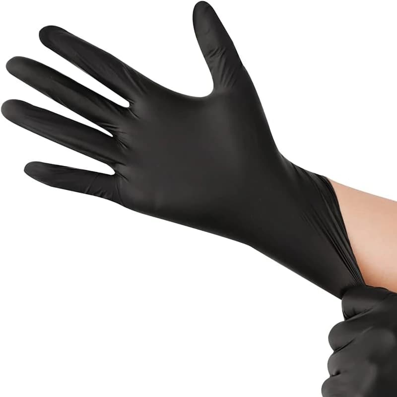 20/50/100 Pezzi Guanti in Nitrile Neri Monouso Senza Lattice per Pulizie Domestiche, Meccanici, Tatuaggi, Tintura Capelli, Estetica