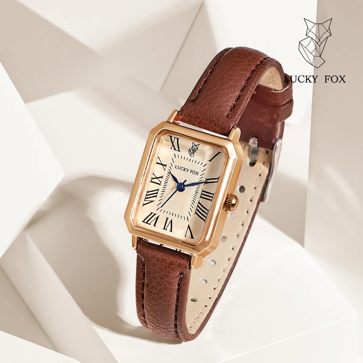 Fashionable Retro Digital Dial Quartz Wrist Watch, Square Leather Strap, Fashionable Women's Gift Watch
